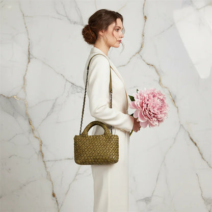 Woman Wearing Bag - Side View