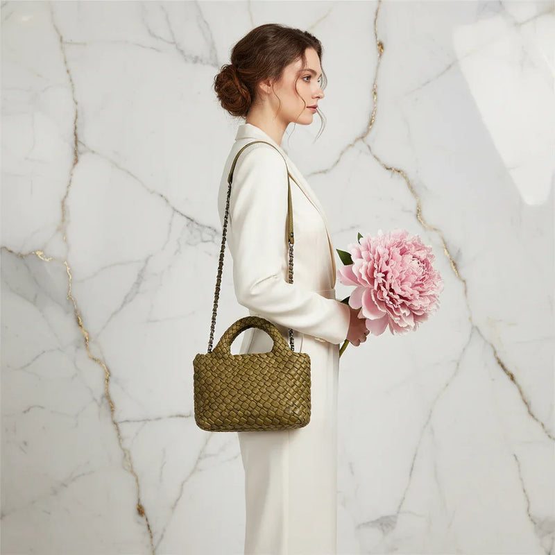 Woman Wearing Bag - Side View