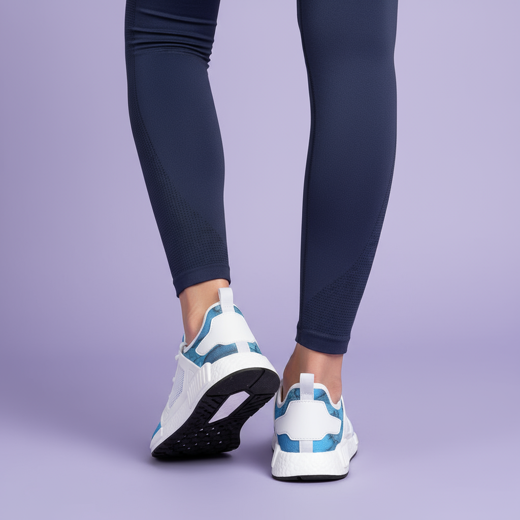 Woman wearing sneakers - back view lavender