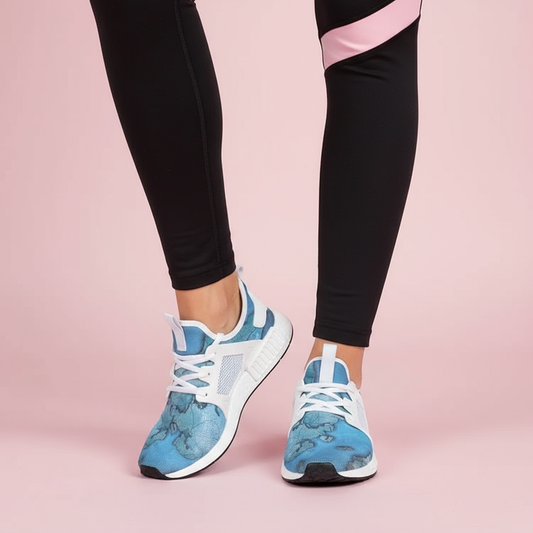 World Map Lightweight Women Mesh Sneaker