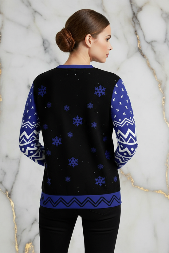 Woman wearing sweater back view feminine