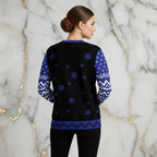 Woman wearing sweater back view feminine