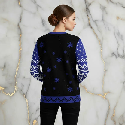 Woman wearing sweater back view feminine