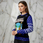 Woman wearing sweater three-quarter angle feminine