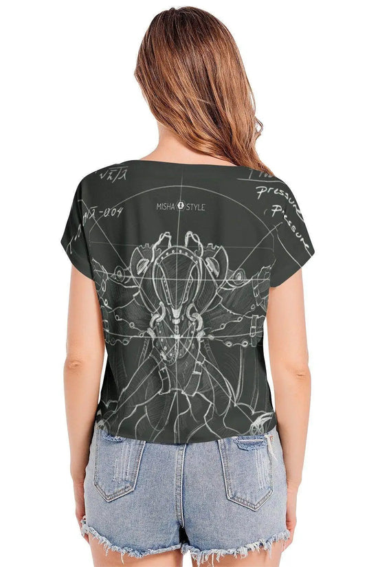 Batwing Sleeve V-Neck Top - Dark Green - IVORYNN