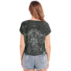 Batwing Sleeve V-Neck Top - Dark Green - IVORYNN