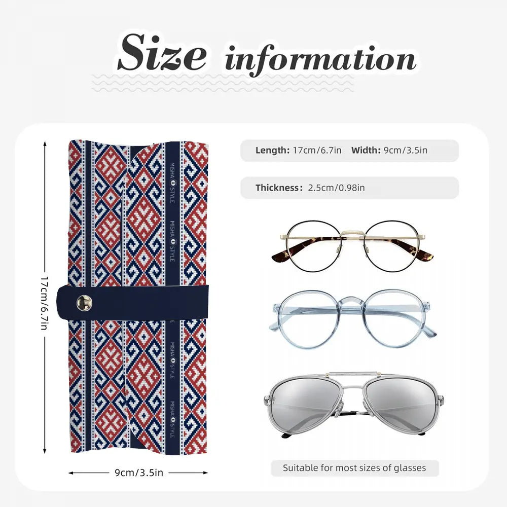 Dark Blue Decoration Anti-Scratch Leather Portable Eyewear Case - IVORYNN