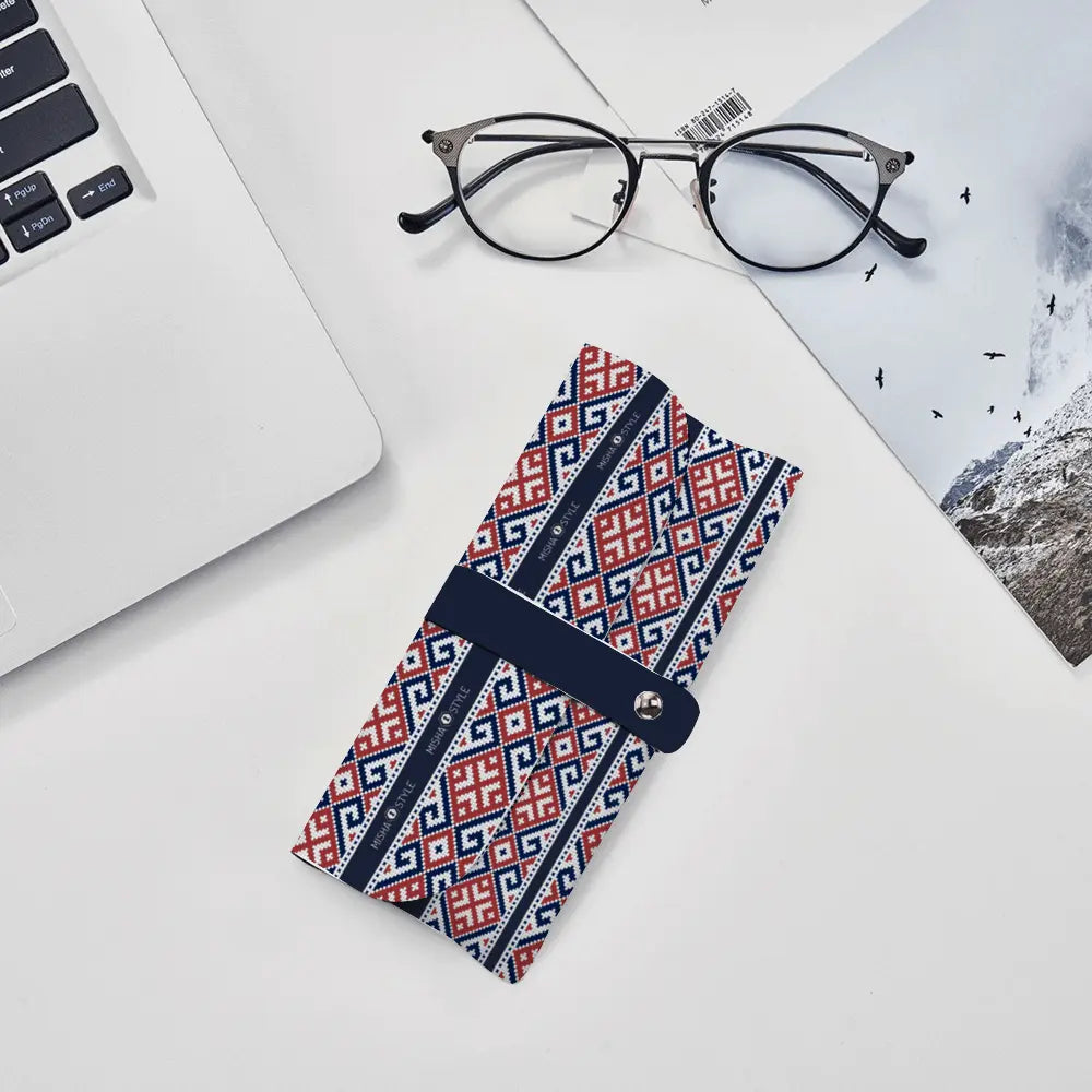 Dark Blue Decoration Anti-Scratch Leather Portable Eyewear Case - IVORYNN