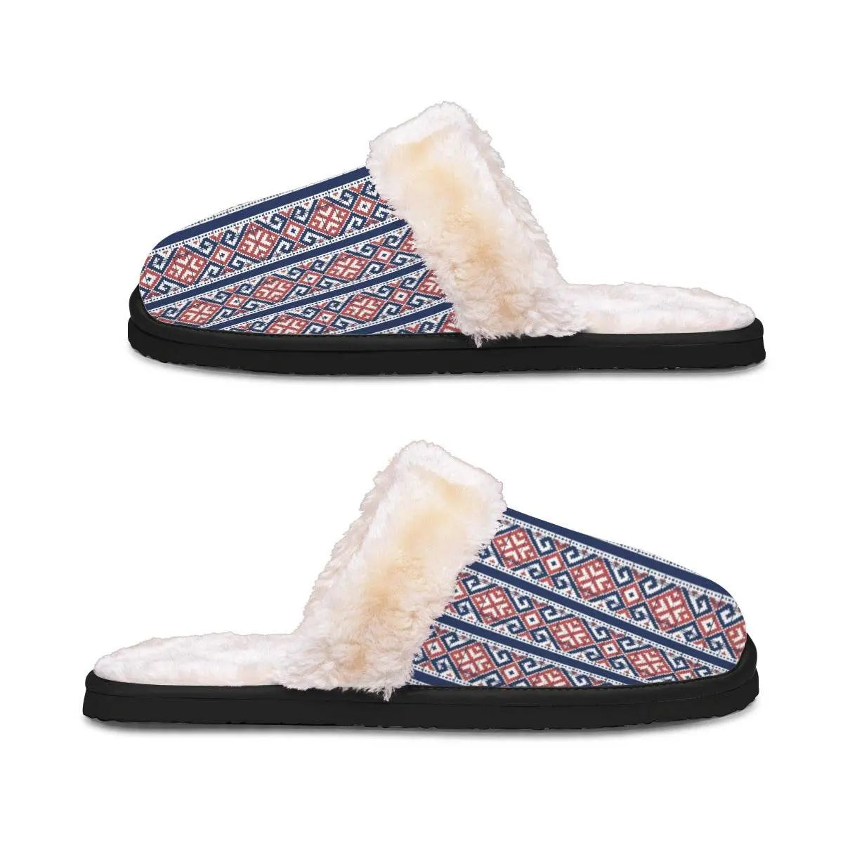 Decoration Home Dark Blue Plush Slippers - IVORYNN