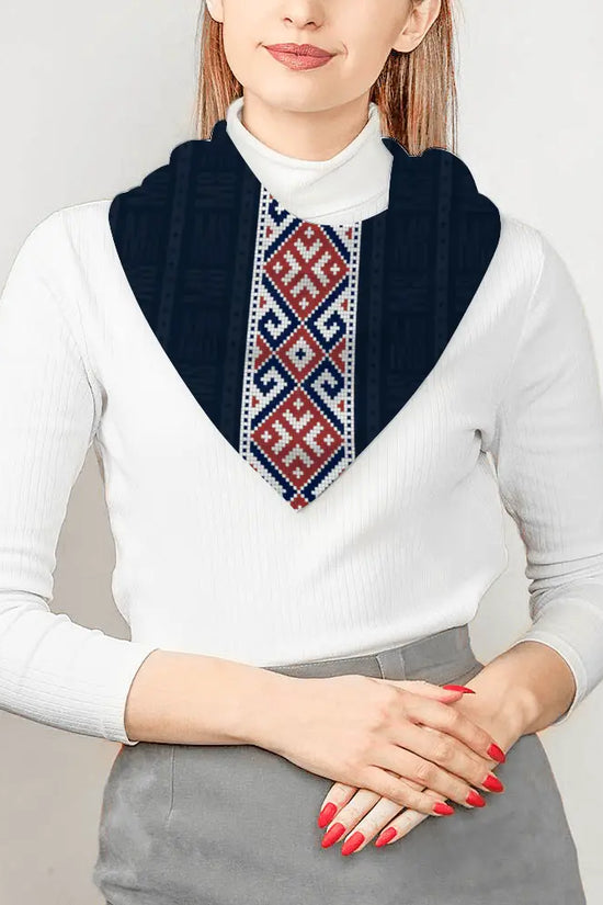 Decoration Soft Silk Thin Satin Dark Blue Shawl - IVORYNN