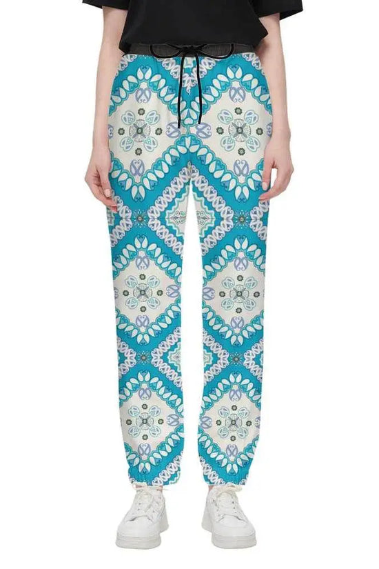 Decorative Casual Fit Jogging Pants - Turquoise - IVORYNN