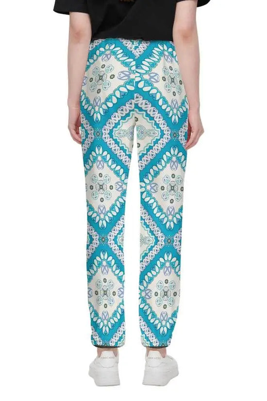 Decorative Casual Fit Jogging Pants - Turquoise - IVORYNN