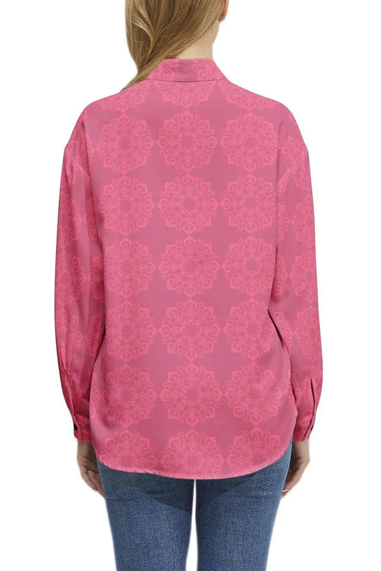 Floral Long Sleeve Button Up Casual Pink Shirt - IVORYNN