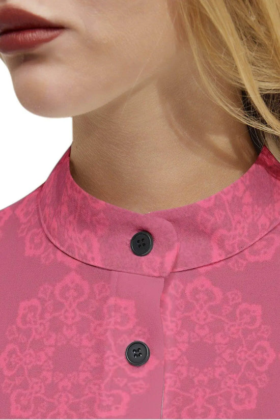 Floral Long Sleeve Button Up Casual Pink Shirt - IVORYNN