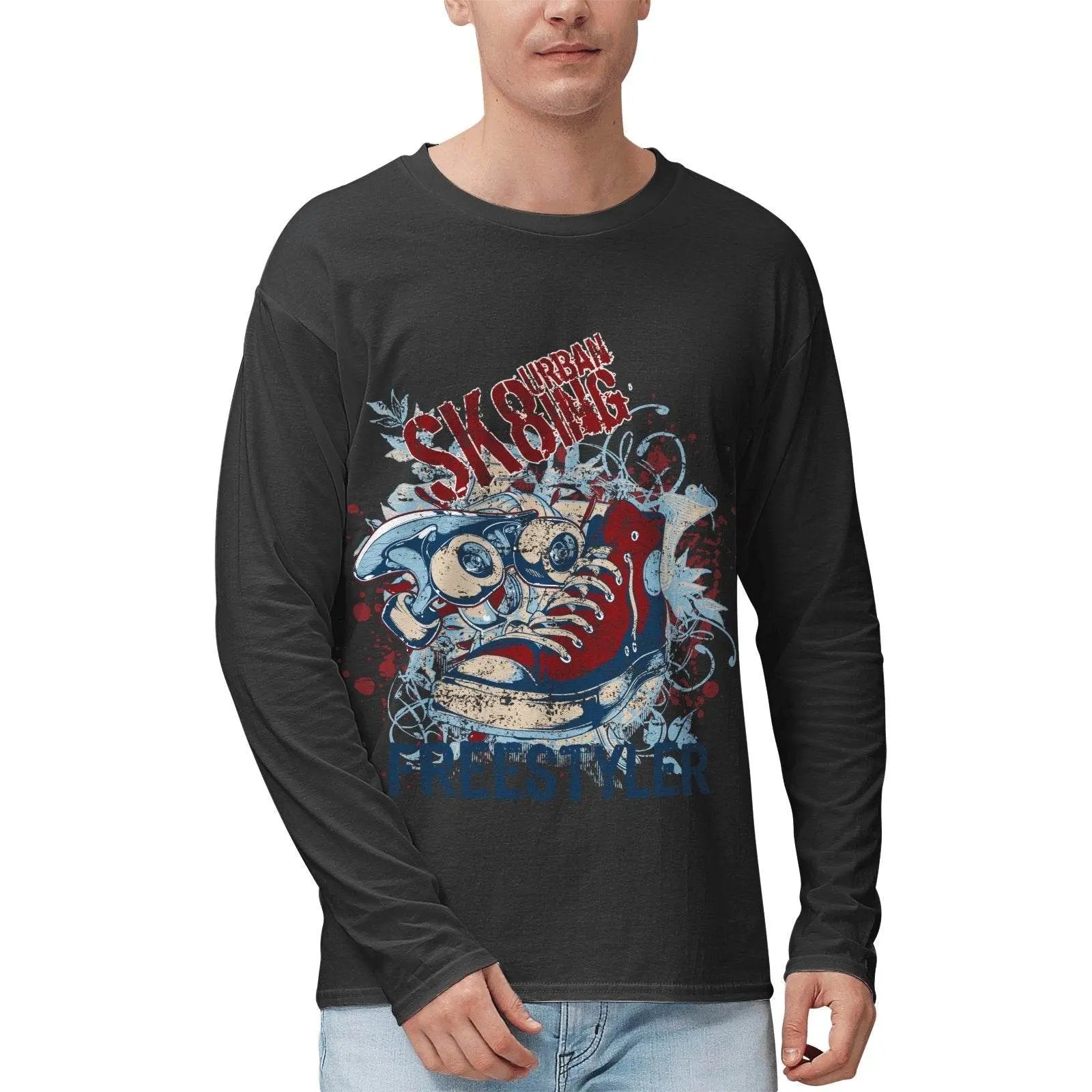 Highweight Cotton Long Sleeve Sweatshirts - Black - IVORYNN