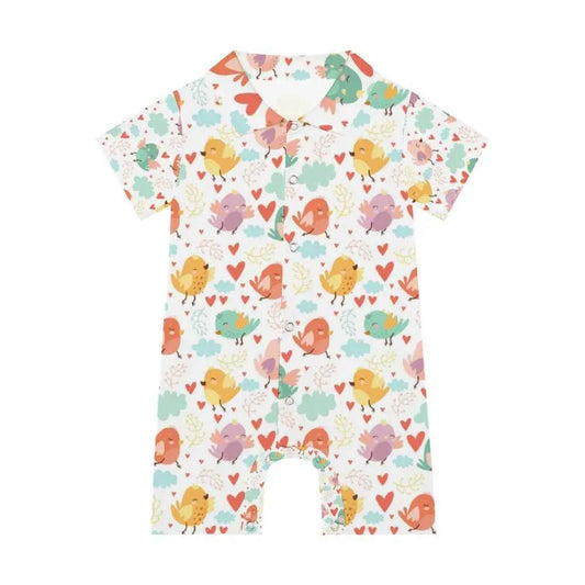 Infant Baby Short Sleeves Button Romper