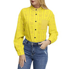 Long Sleeve Button Up Casual Shirt - Yellow - IVORYNN