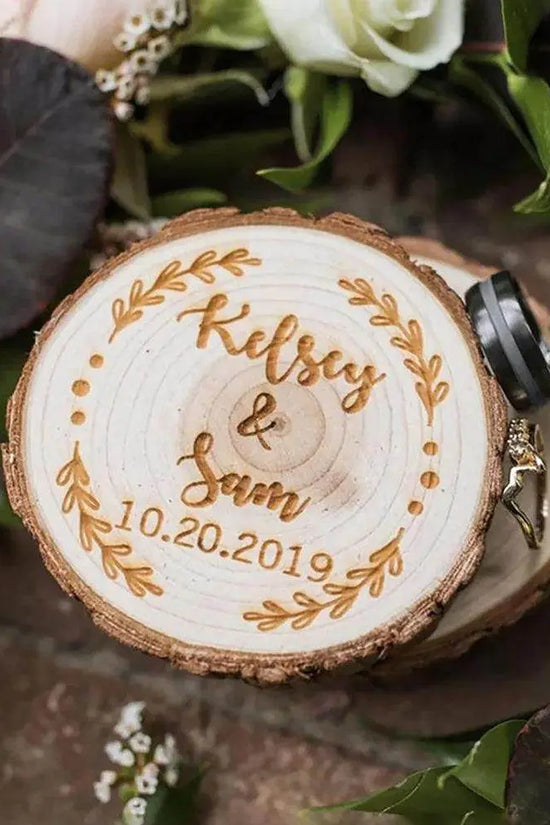 Lotus Tree Couple Name Round Ring Box - IVORYNN