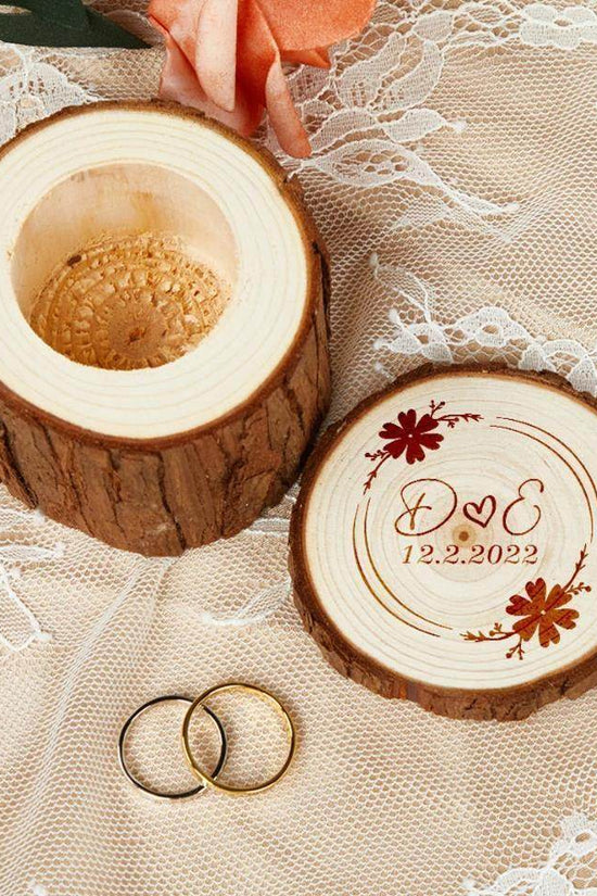 Lotus Tree Couple Name Round Ring Box - IVORYNN