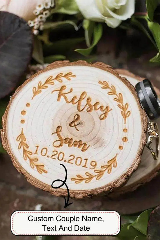 Lotus Tree Couple Name Round Ring Box - IVORYNN