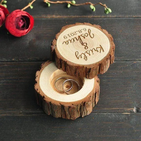 Lotus Tree Couple Name Round Ring Box - IVORYNN