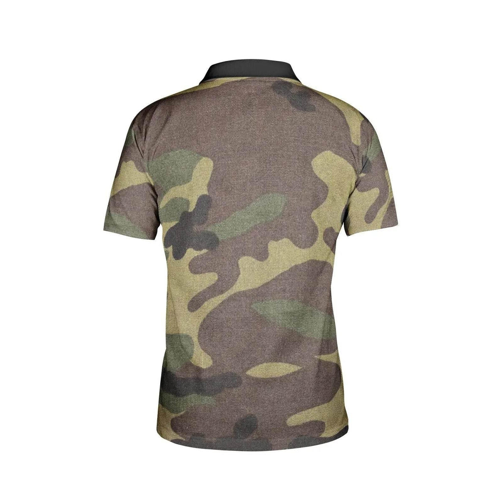 Men's army camouflage polo shirt with short sleeves from Ivorynn, back view