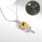 Silver and gold sunflower pendant necklace with chain, modern jewelry from Ivorynn