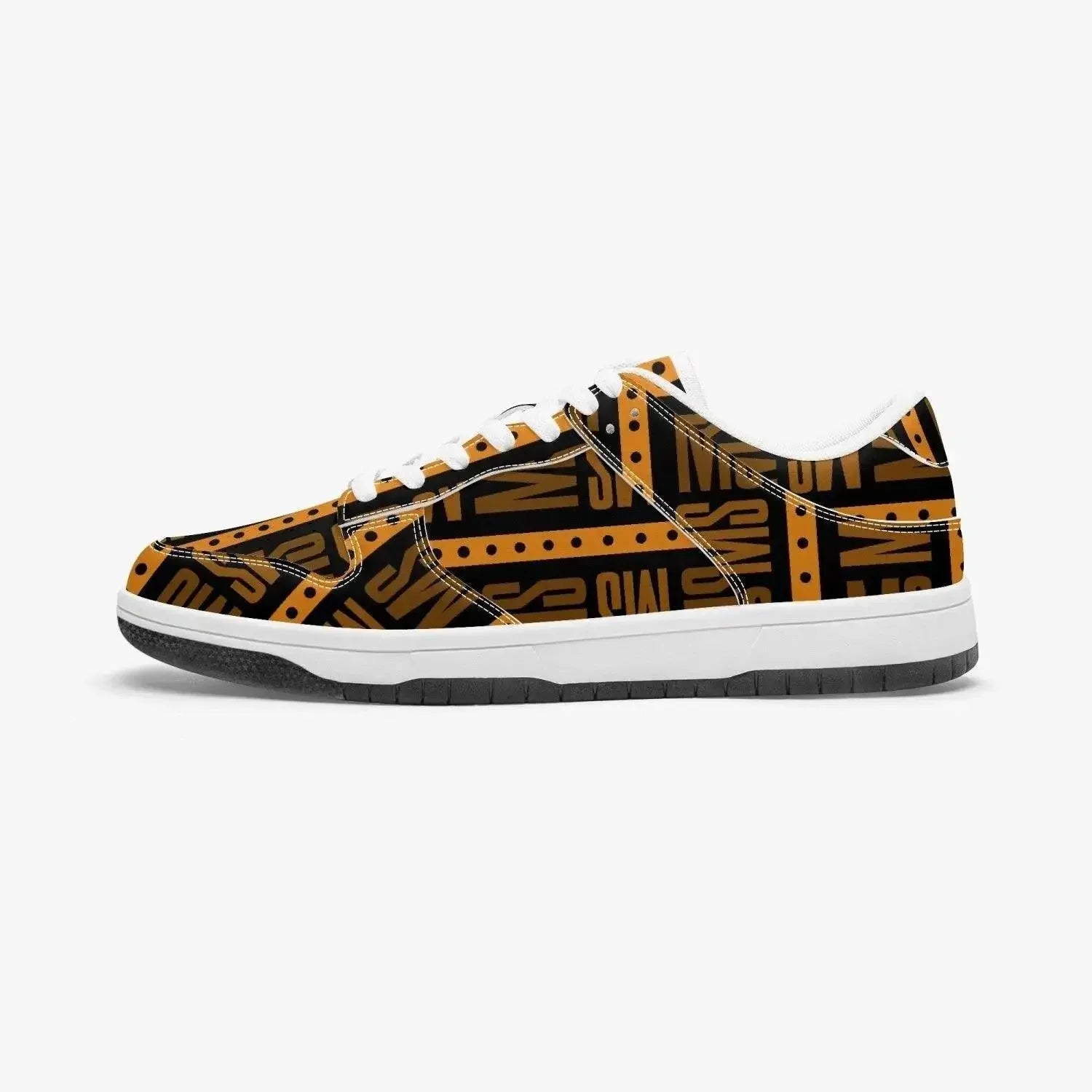Orange Me Dunk Stylish Leather Sneakers - Men - IVORYNN