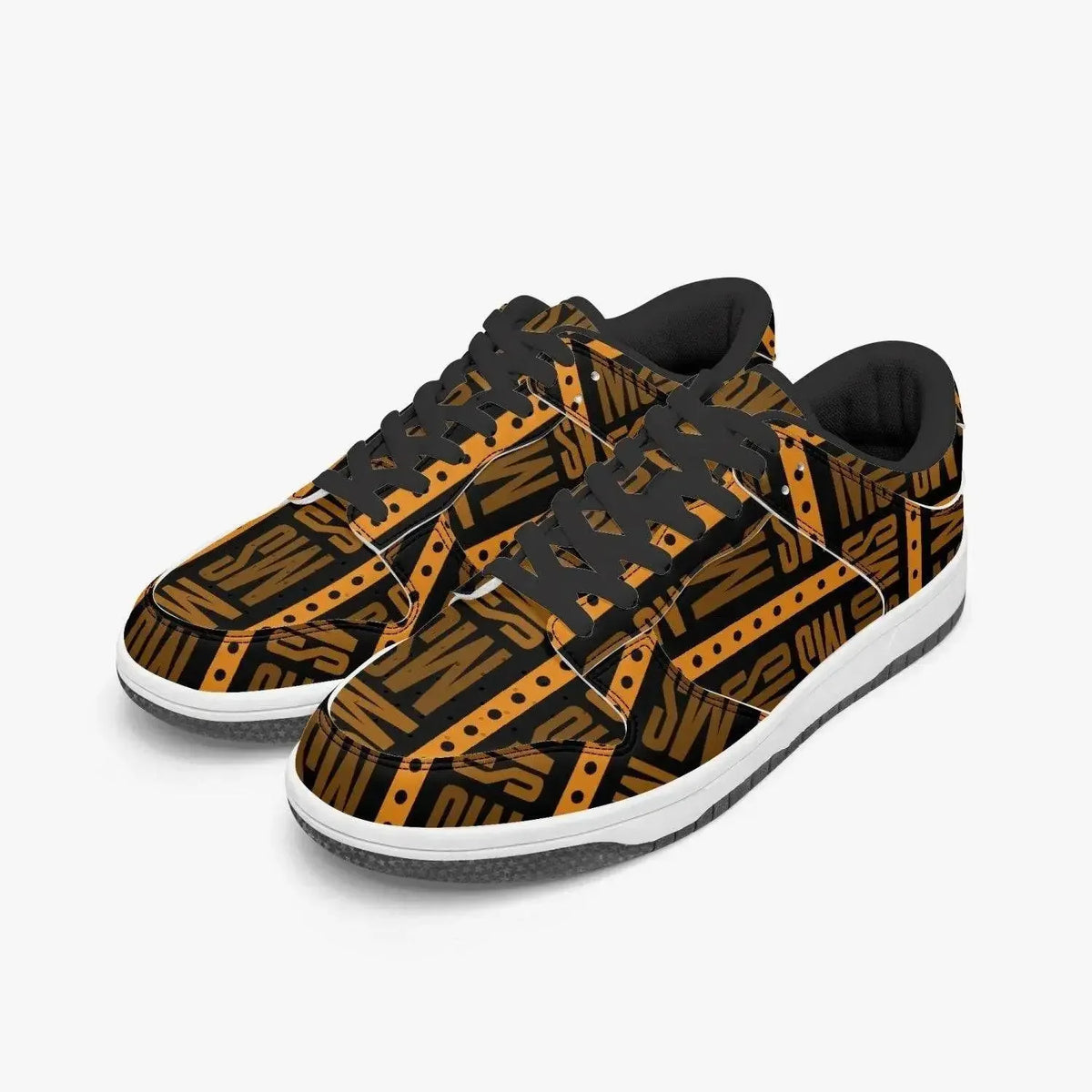 Orange Me Dunk Stylish Leather Sneakers - Men - IVORYNN