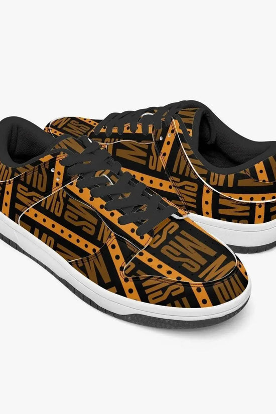 Orange Me Dunk Stylish Leather Sneakers - Men - IVORYNN