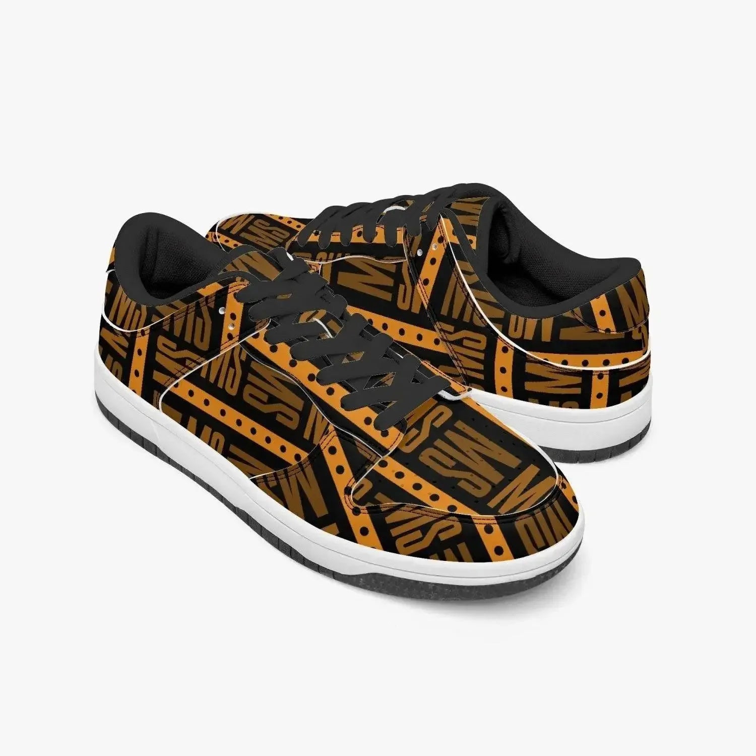 Orange Me Dunk Stylish Leather Sneakers - Men - IVORYNN
