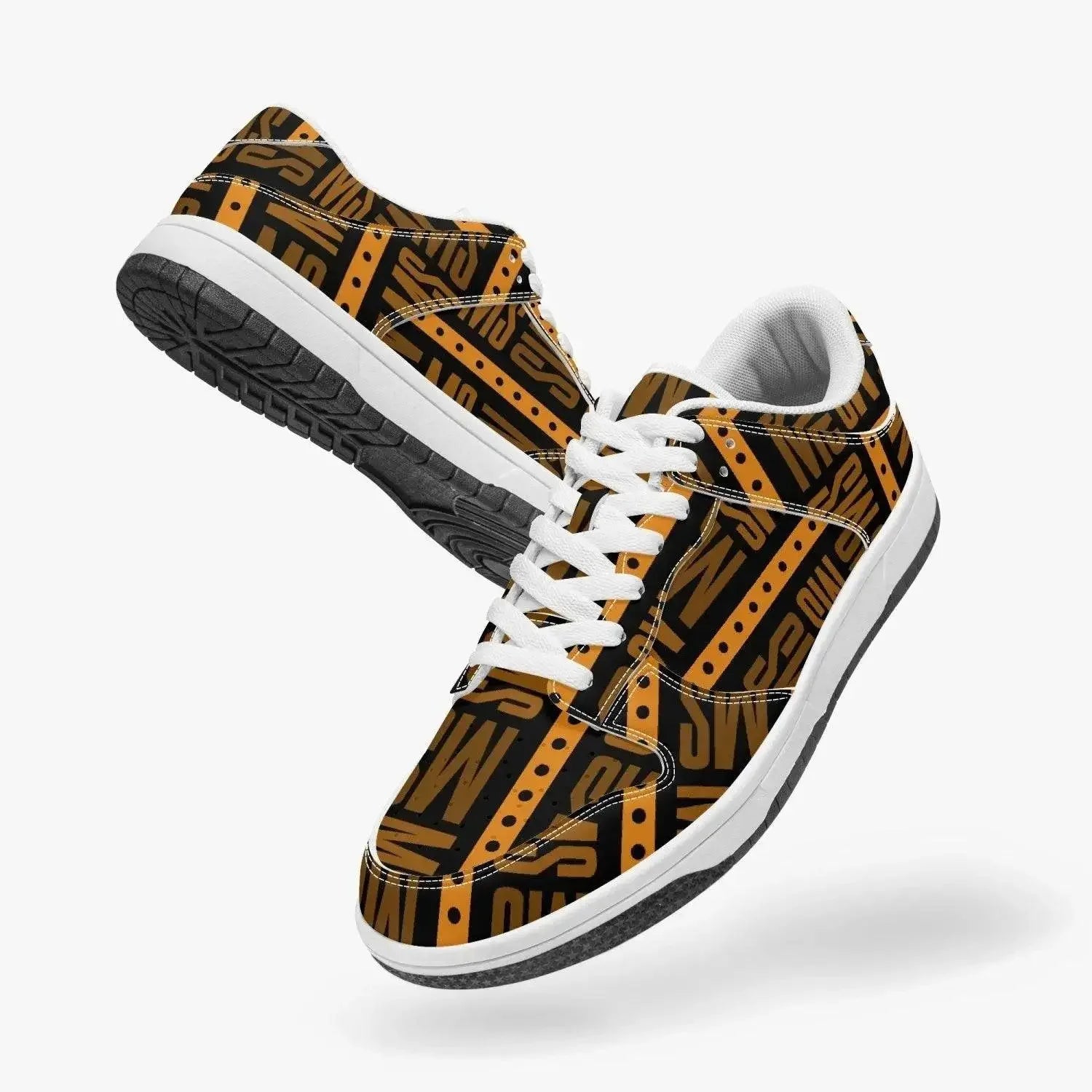 Orange Me Dunk Stylish Leather Sneakers - Men - IVORYNN