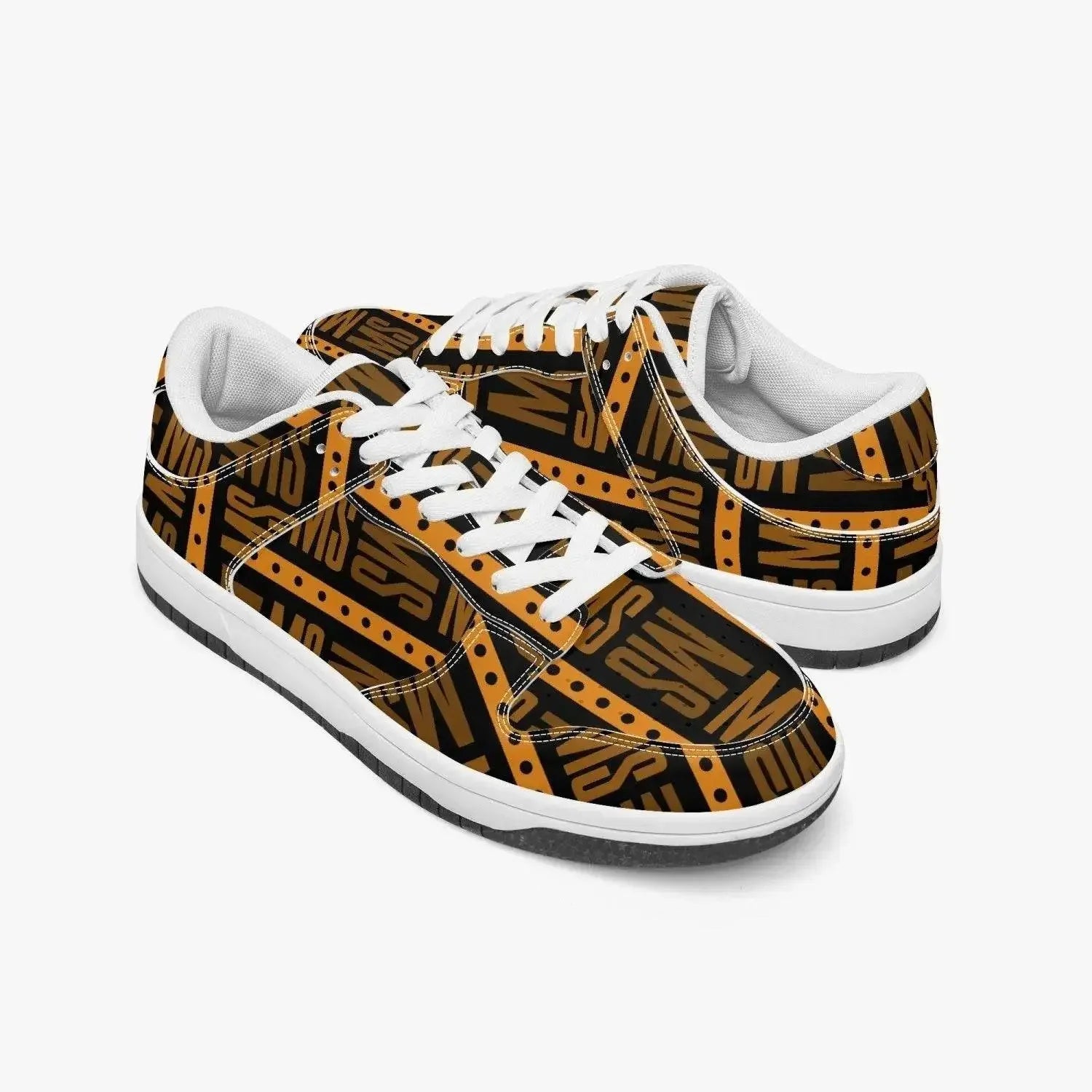 Orange Me Dunk Stylish Leather Sneakers - Men - IVORYNN