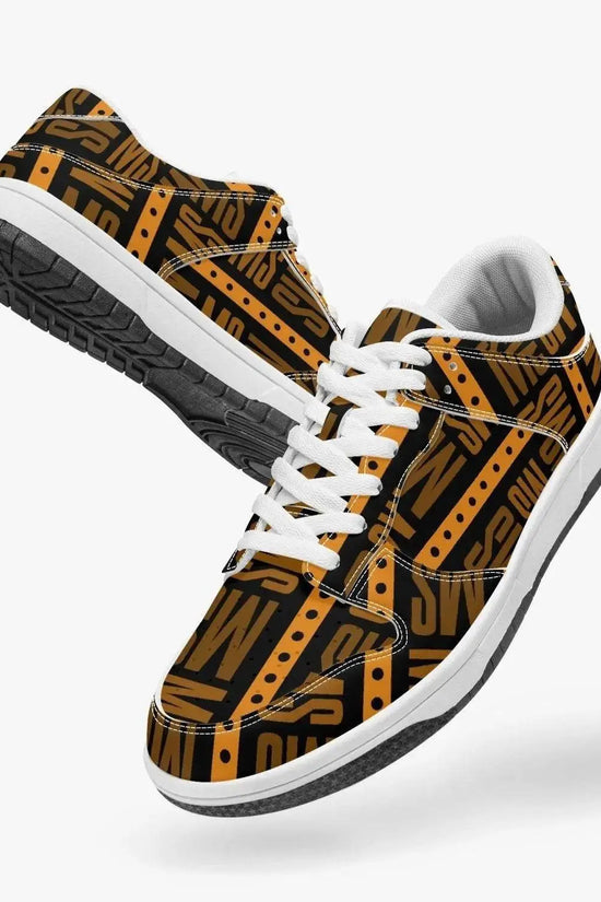 Orange Me Dunk Stylish Leather Sneakers - Men - IVORYNN