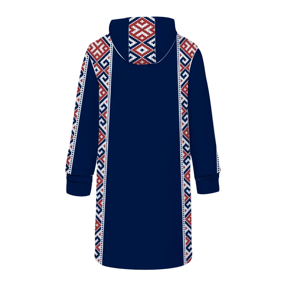 Print Embroidery Long Zip Hooded Jackets - IVORYNN