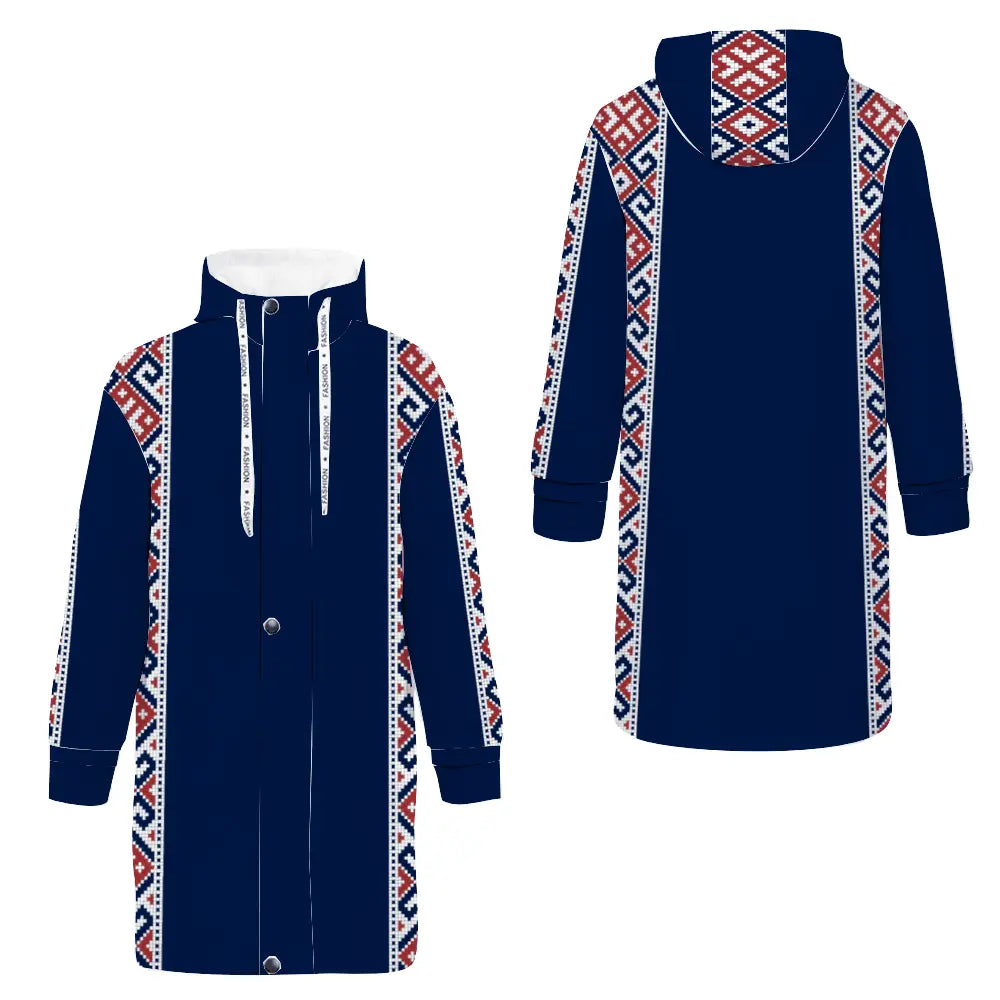 Print Embroidery Long Zip Hooded Jackets - IVORYNN