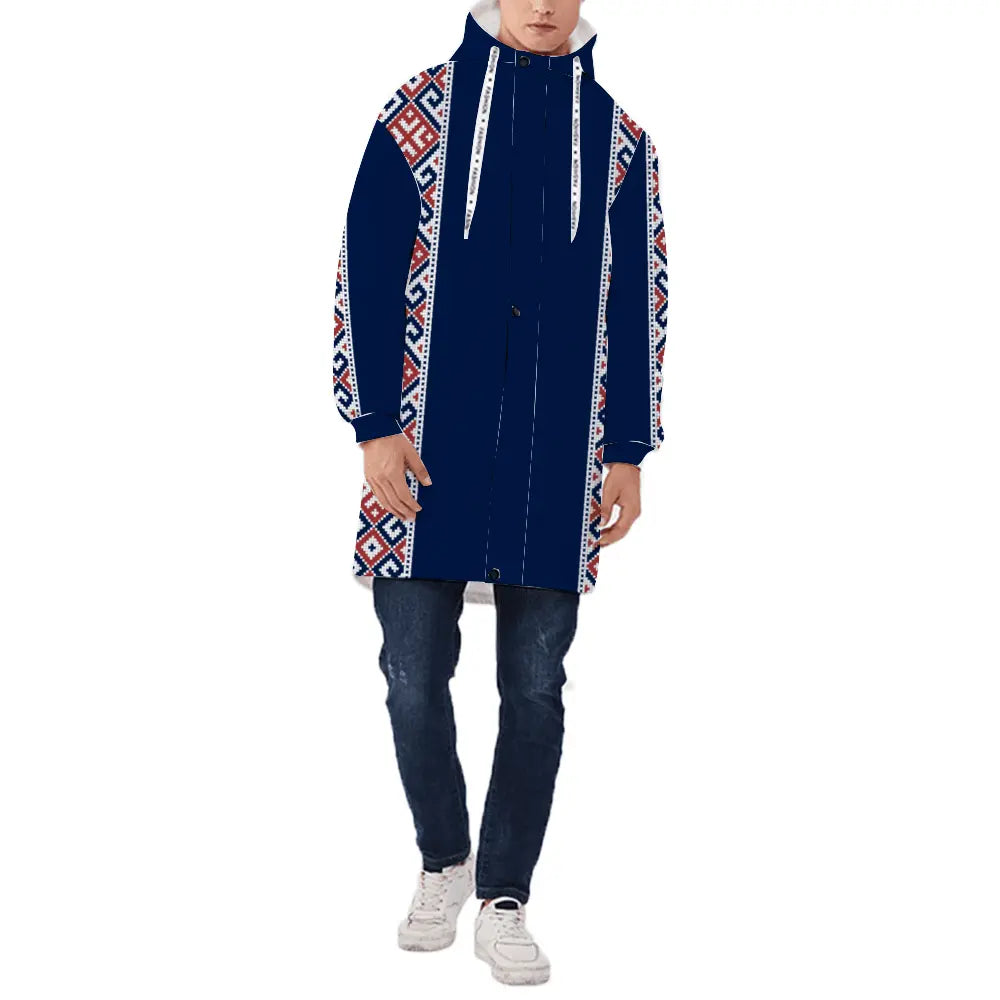 Print Embroidery Long Zip Hooded Jackets - IVORYNN