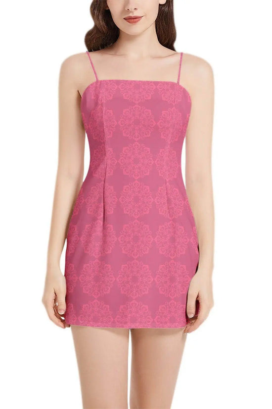 Sleeveless Spaghetti Strap Mini Dress - Pink - IVORYNN