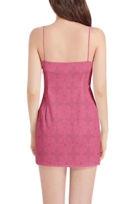Sleeveless Spaghetti Strap Mini Dress - Pink - IVORYNN