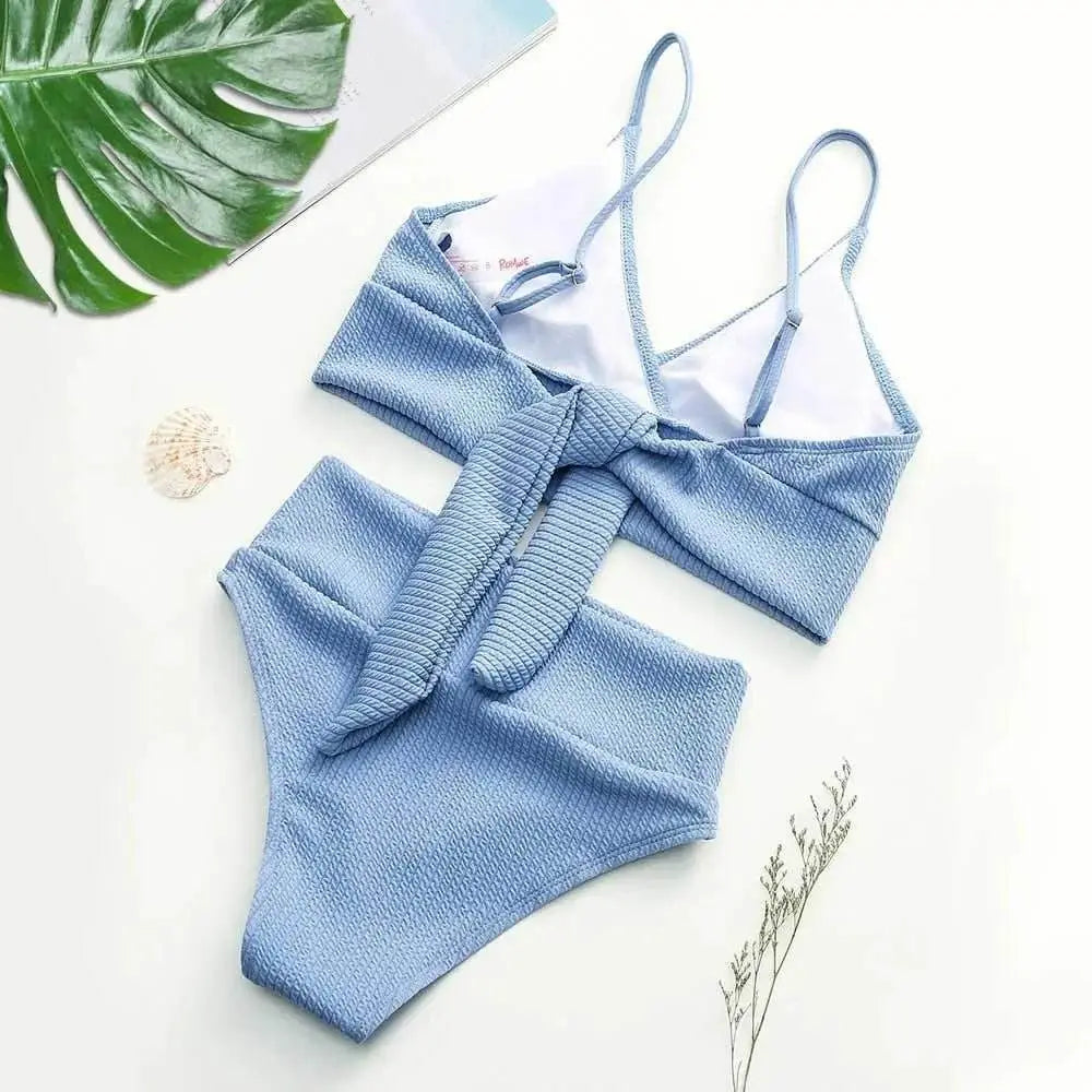 V-neck Sexy Strappy Swimsuit - IVORYNN