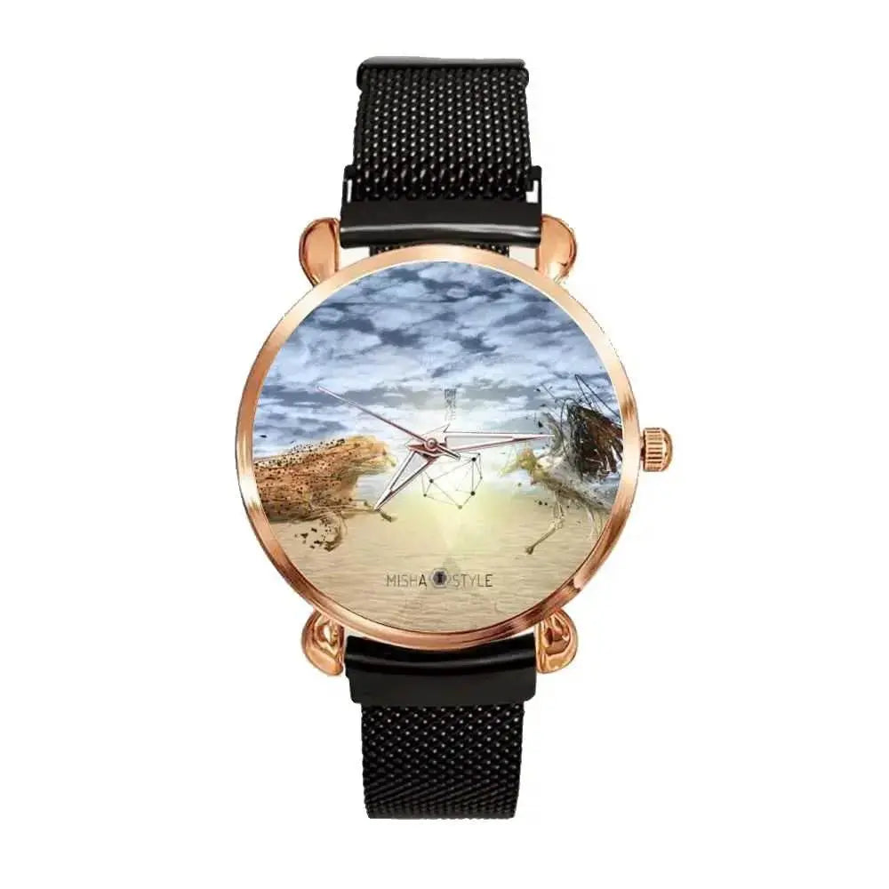 Women's Magnetic Buckle Quartz Wrist Watches - Black - IVORYNN
