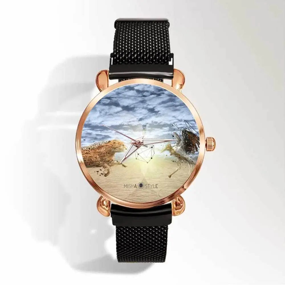 Women's Magnetic Buckle Quartz Wrist Watches - Black - IVORYNN