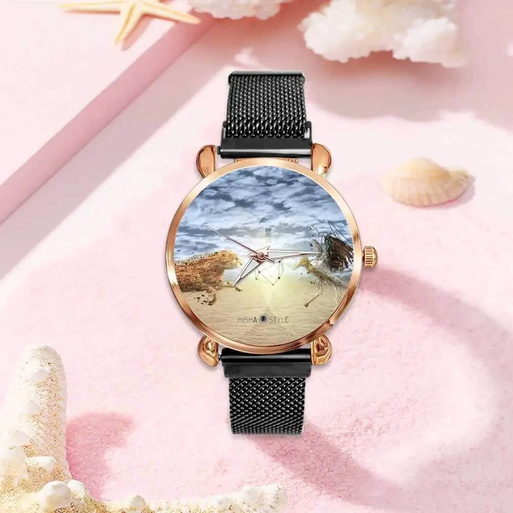 Women's Magnetic Buckle Quartz Wrist Watches - Black - IVORYNN