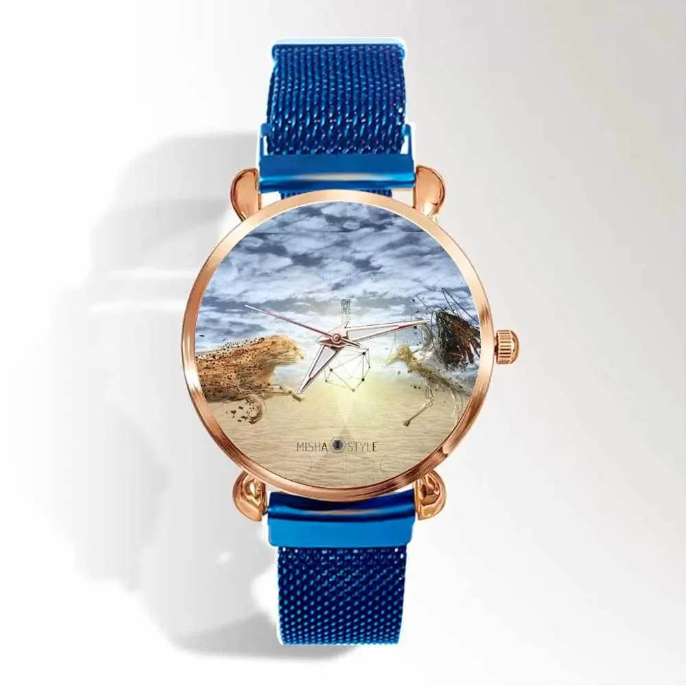 Women's Magnetic Buckle Quartz Wrist Watches - Blue - IVORYNN