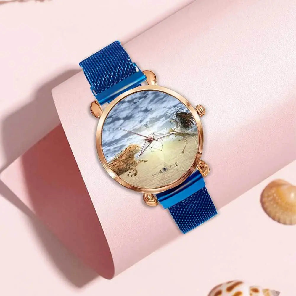 Women's Magnetic Buckle Quartz Wrist Watches - Blue - IVORYNN