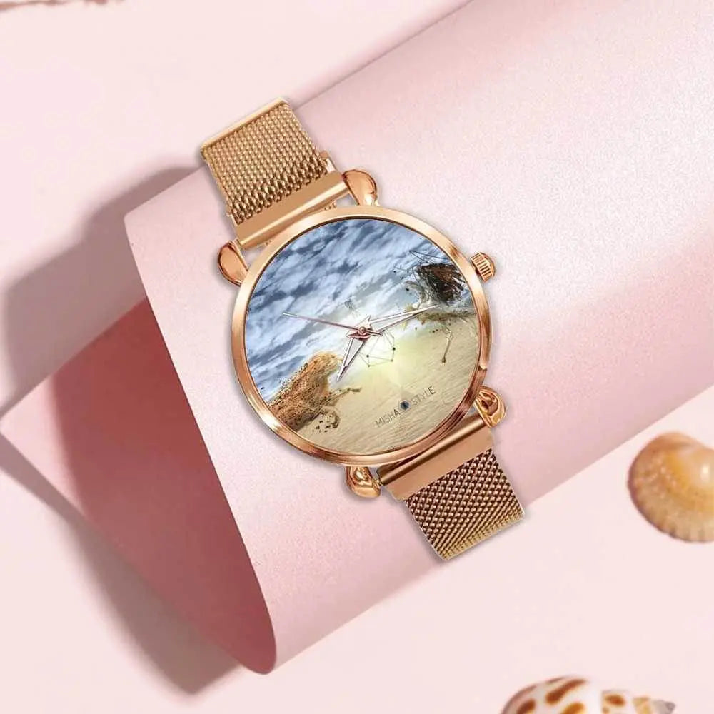 Women's Magnetic Buckle Quartz Wrist Watches - Gold - IVORYNN