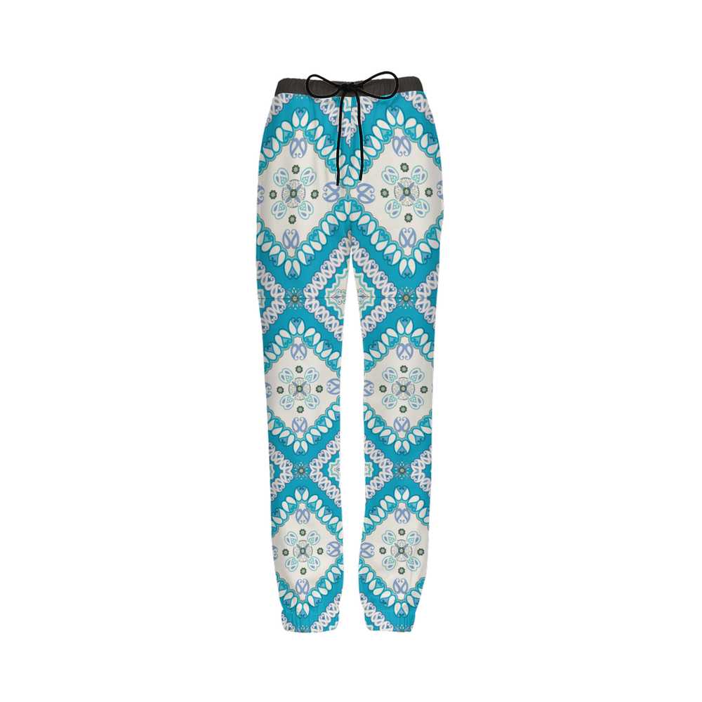 Decorative Casual Fit Jogging Pants - Turquoise - Mishastyle
