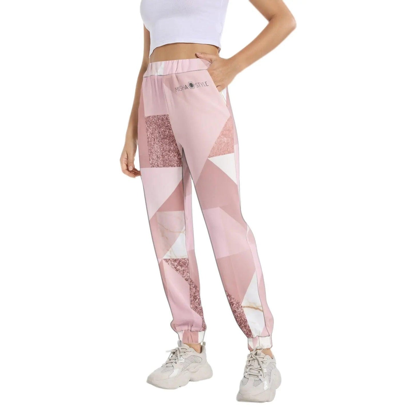 Elastic Waist Tapered Sweatpant - Marble - Mishastyle