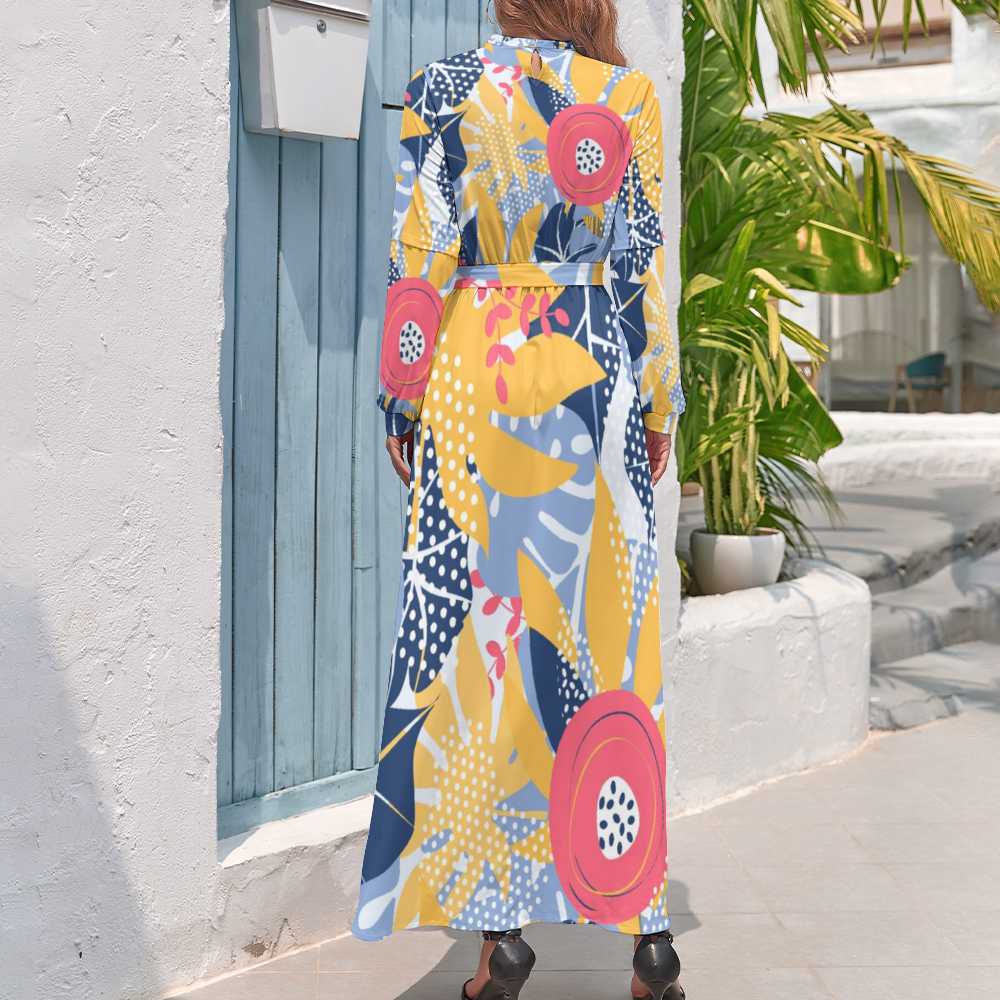 Women's Long Sleeves High Neck Casual Dress - Mishastyle